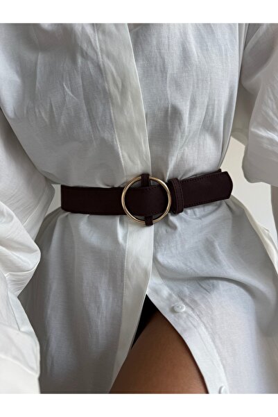 Fiori Καφέ σουέντ ζώνη με χρυσό κούμπωμα Γυναικεία ζώνη παντελονιού Ζώνη μπουφάν Ζώνη φορέματος Ζώνη πουκάμισου