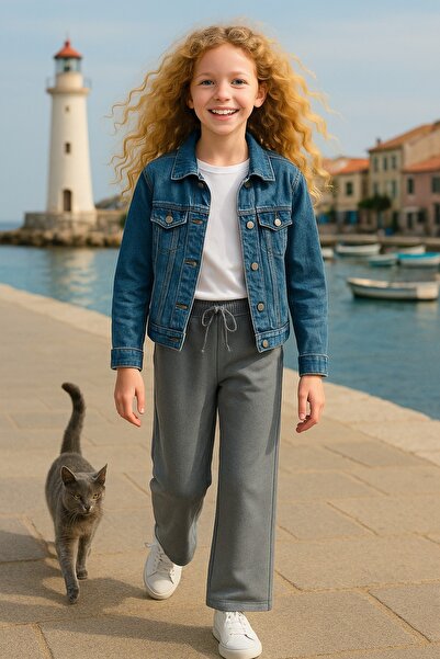 Cloise Double Face Wide Leg Gray Sweatpants Suitable for School and Daily Use Girls Boys Unisex