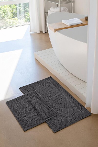 Soley |   2-Piece Bath Mat Set |   Non-Slip Sole 100% Cotton |   60X100 - 50X60 cm