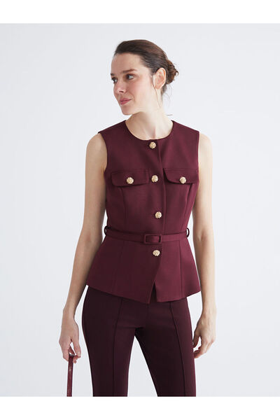 LC Waikiki Quality Parts from Çelebi Store Zero Roba Beli Women's Vest with Belt