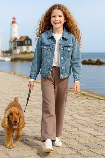 Cloise Double Face Wide Leg Dusty Rose Sweatpants Suitable for School and Daily Use Girls Boys Unisex