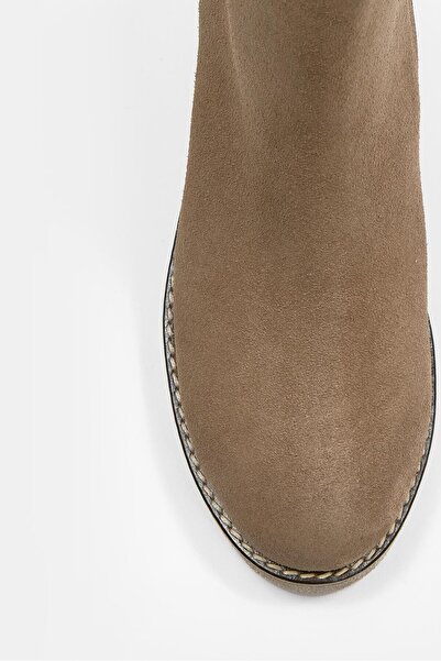 NILUFARR Μπότες Maranda Mink Suede από γνήσιο δέρμα με σφήνα τακούνι