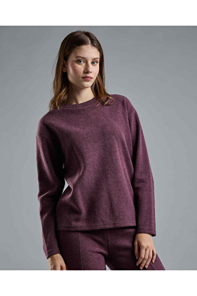 R&B Textured Sweatshirt with Crew Neck and Long Sleeves
