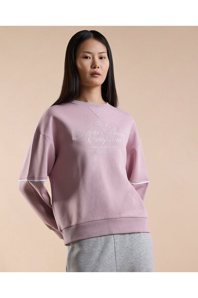 R&B Typography Print Sweatshirt with Crew Neck and Long Sleeves