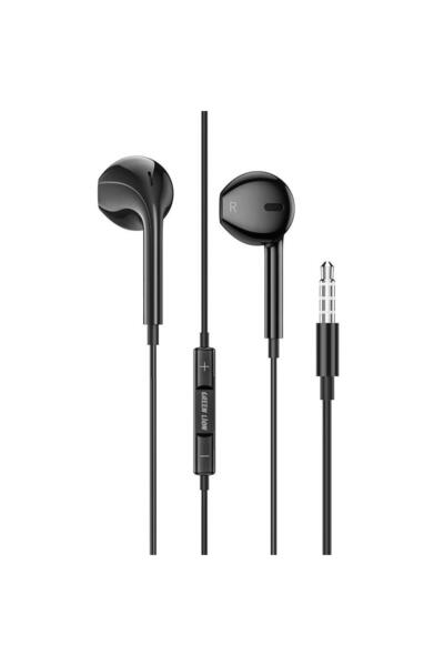 Green Lion سماعات أذن ستيريو 3.5 ملم مع ميكروفون مدمج - أسود