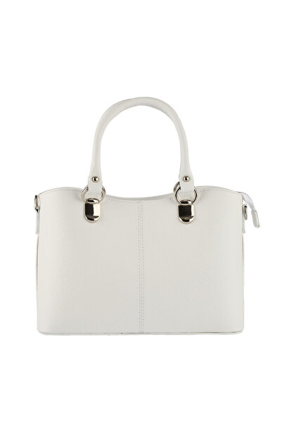 AZZURA Chiara bag, 100% white leather with silver accessories (8215)