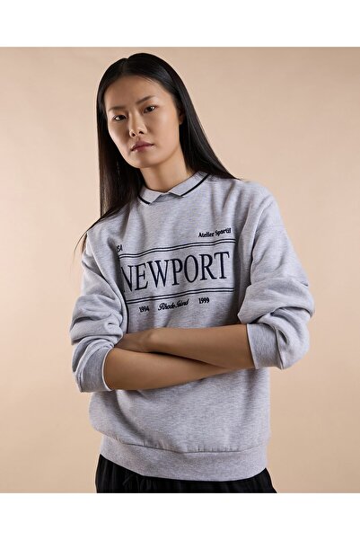 R&B Printed Sweatshirt with Crew Neck and Long Sleeves