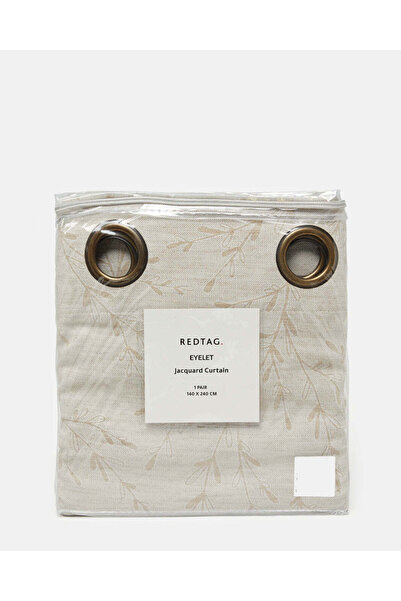 REDTAG Beige 1 Pair Botanical Jacquard Curtain (Without Lining)