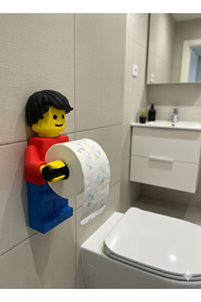 ÖZTÜRK MAKİNE Toilet Paper Holder Toilet Roll Holder with Hair Model - Large Size - Lego Man Toilet Paper Holder