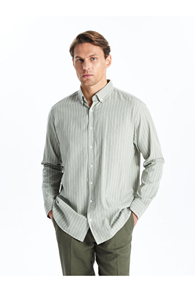 LC Waikiki Cămașă pentru bărbați din popelin cu mânecă lungă, cu dungi