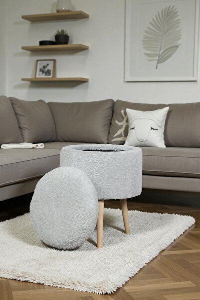 woody maison Mantar Sandıklı Puf – Yumuşacık Doku Teddy Kumaş Makyaj Masa Puf...