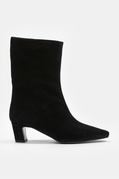 NILUFARR Dante Black Suede Genuine Leather Heeled Boots