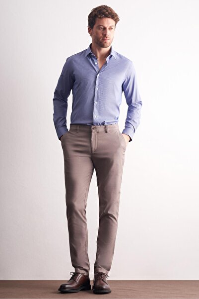 İmza Mink Side Pocket Straight Leg Cotton Slim Fit Chino Casual Trousers 1003255165