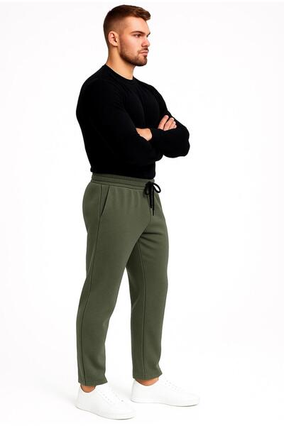 AXXEL Men's Khaki 3 Thread Ş Fleece-Lined Sweatpants-P2019