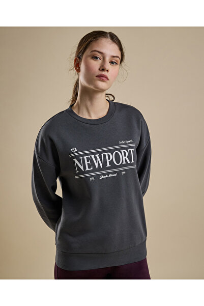 R&B Printed Sweatshirt with Crew Neck and Long Sleeves