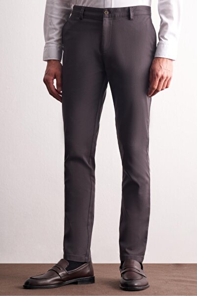İmza Anthracite Side Pocket Straight Leg Cotton Slim Fit Chino Casual Trousers 1003255165