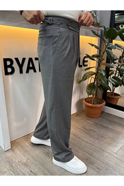 BYATA MENS STYLE Men's Italian Cut High Waist Fabric Trousers