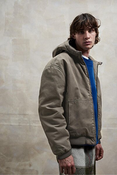 Pull & Bear Washed Effect Hooded Jacket