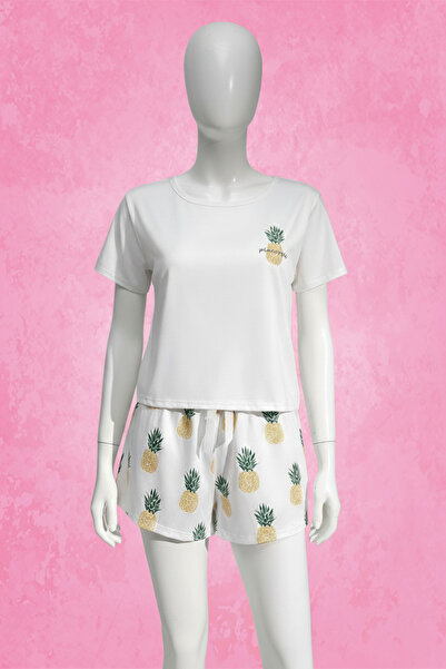 CAMELIA Ananas Desenli Şortlu Pijama Takımı