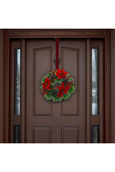 zola Decorative Christmas wreath, 30 cm, artificial fir tree, red decorations, for table/door