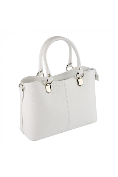 AZZURA Chiara bag, 100% white leather with silver accessories (8215)