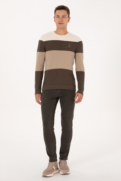 U.S. Polo Assn. Men's Regular Fit Crew Neck Mink Sweatshirt 50307828-Vr052