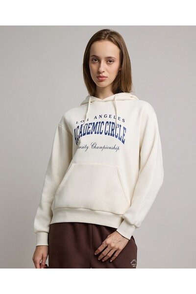 R&B Typography Print Hoodie with Long Sleeves