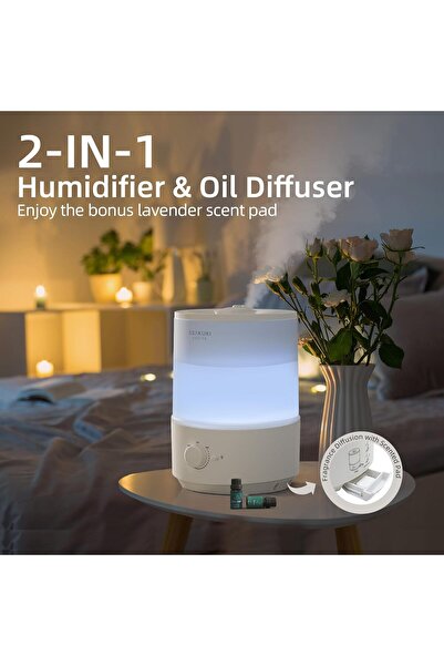 ASAKUKI 3L Top Fill Cool Mist Humidifier - 3-in-1 Diffuser & Night Light, Auto Shut-off