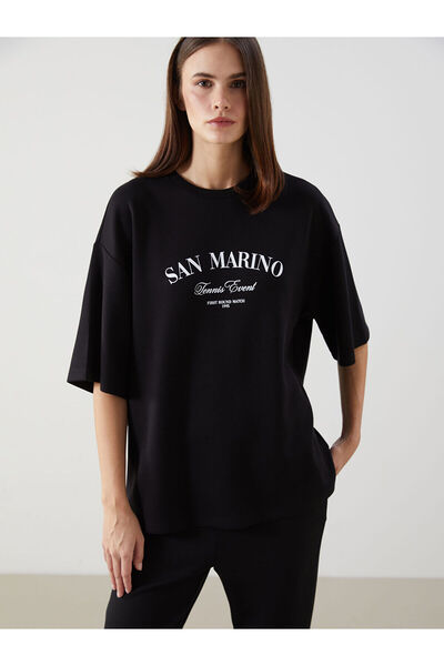 LC Waikiki Tricou oversize pentru femei, cu decolteu rotund, sezon nou - S5BY...