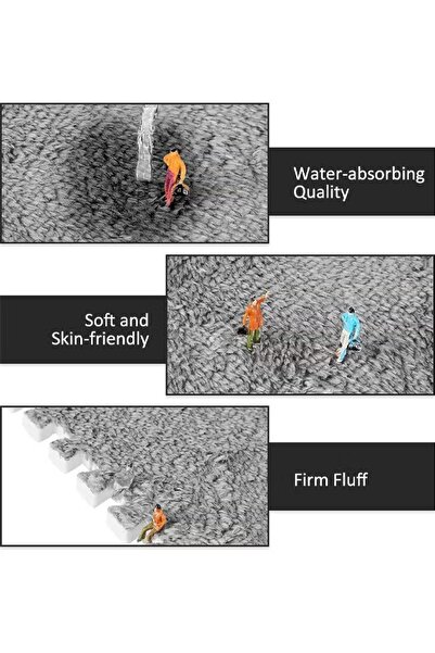 Generic 6Pcs Plush Foam Floor Mat 30*30cm Interlocking Carpet Tiles Anti-Slip Puzzle Area Rug Play Mat
