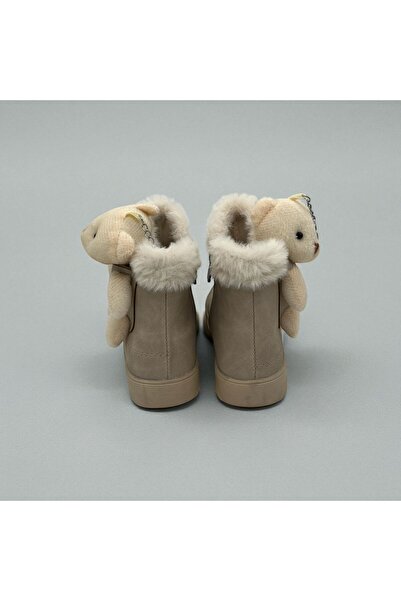 Rexba Girl's Beige Bear-Shaped Non-Slip Sole Boots