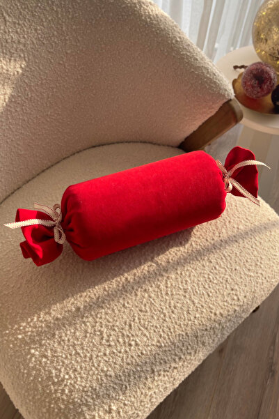 RİTMOHOME Şeker Şeklinde Kış Yılbaşı Yeni Yıl Dekoratif Silindir Yastık Kırmı...