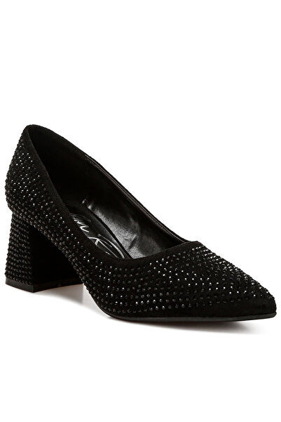 london Rag حذاء نسائي بكعب عالٍ مزين بأحجار الراين باللون الأسود