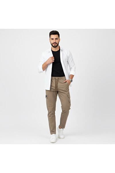 NiceLook Men's stylish black cargo pants with multiple pockets