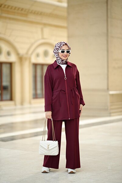NS Moda Tesettür Doğa Set Burgundy-Model 557