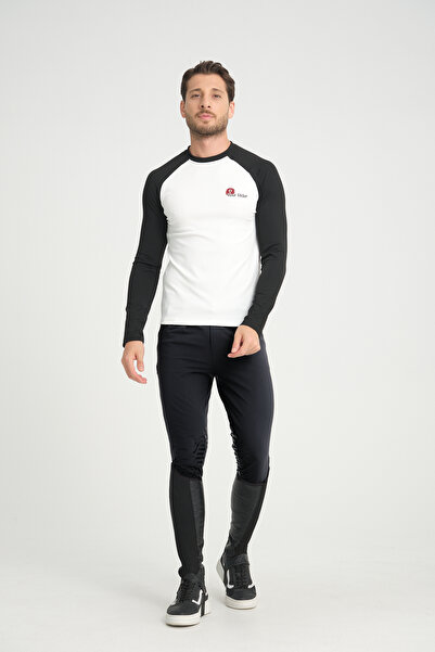 PEUR RIDER SHOP Tricou Rider pentru bărbați cu mânecă lungă cu garnitură albă...