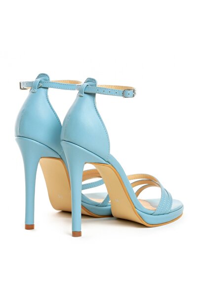 Vanilla Days Christine Blue Leather Stiletto Sandals with 12cm Heel