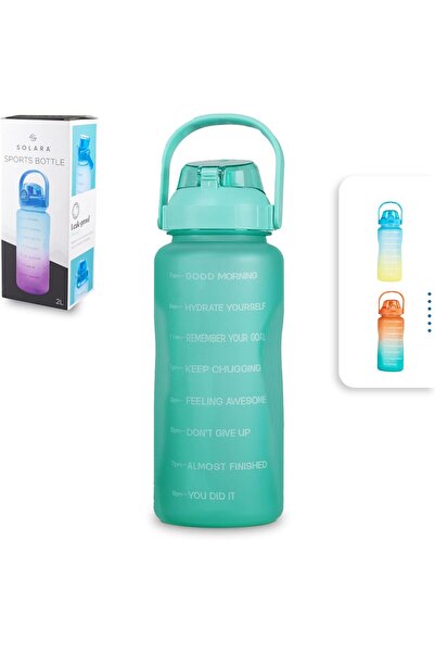 SOLARA زجاجة مياه تريتان سعة 2 لتر مزودة بختم زمني تحفيزي - مانعة للتسرب وخال...