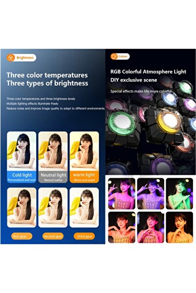 Zen Store Selfie Light D2 Pro Mini RGB Fill Light Colorful Pocket Light with Mobile Phone Holder for Live Vlog
