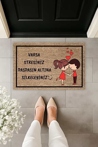 Dormot Covoraș modern pentru ușă cu imprimare digitală, scris cu stres, 70x45cm