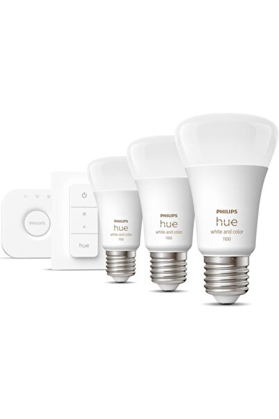 Philips Hue Pack of 3 Philips Hue RGB LED bulbs, Wi-Fi, Bluetooth, Zigbee, A60, E27, 9W (75W), 806-1100 lm, lum