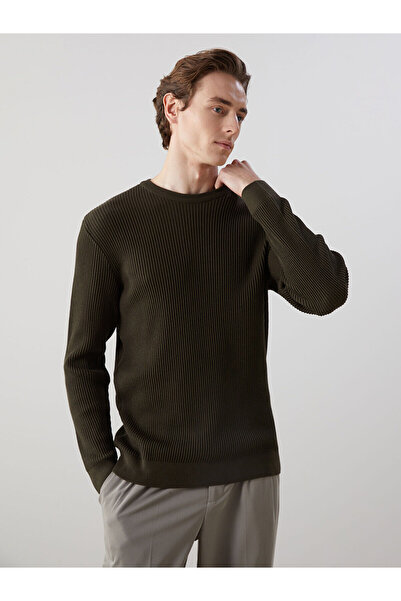 LC Waikiki Lcw Vision Khaki Crew Neck Long Sleeve Men's Knitwear Sweater