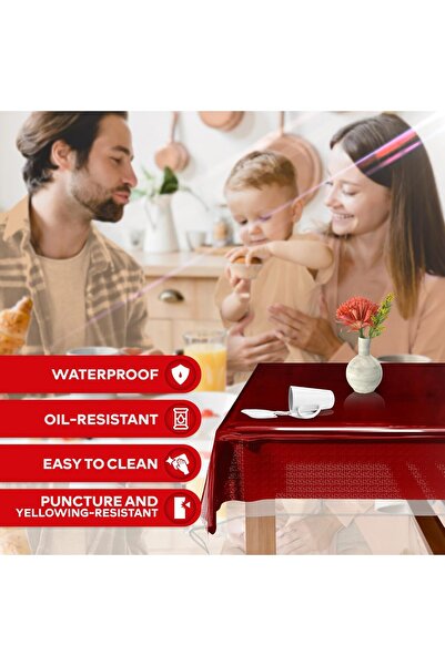 XFasten Transparent Rectangular Table Cover 60 × 108 Inch Waterproof Vinyl Tablecloth