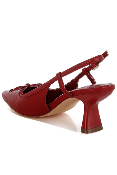 london Rag Women Kitten Heel Pointy Slingbacks in Red