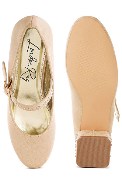 london Rag Women Studded Mary Jane Pumps in Beige