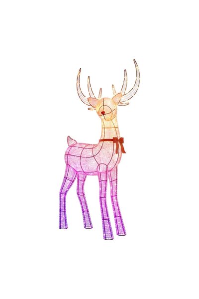 Twinkly 3D Red Nose Stag light decoration, 250 LED RGB+W, 125 cm, metal/acrylic