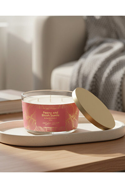 REDTAG شمعة برائحة الفاوانيا والجلد المدبوغ بثلاث فتائل (450 جرام)