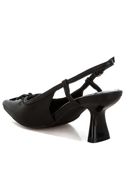 london Rag Women Kitten Heel Pointy Slingbacks in Black