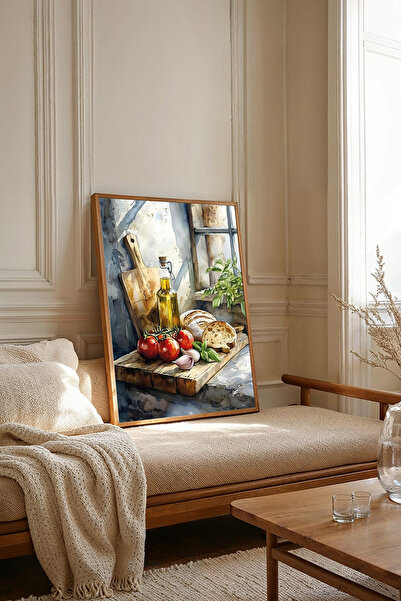 Dekorsiahome Tek Parça Ahşap Çerçeveli Oturma Odası Salon Mutfak Tablosu TK2414