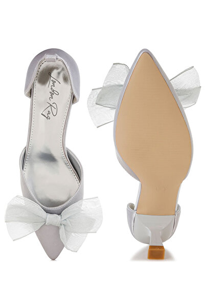 london Rag Women Bow Detail Satin Sandals in Silver